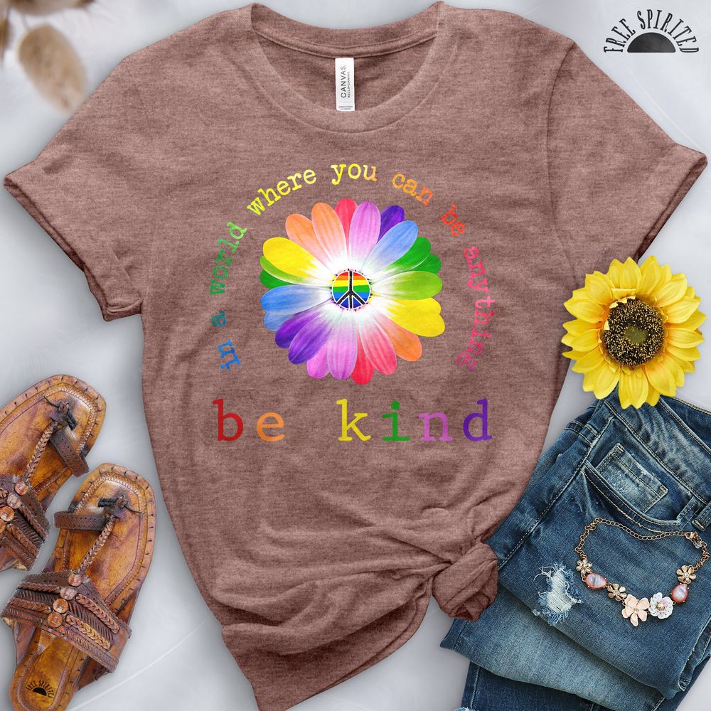 Be Kind Rainbow Sunflower Tee